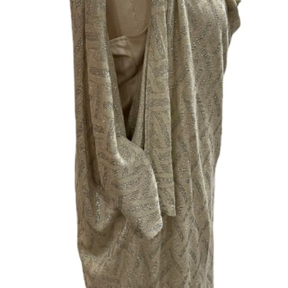 Nine & Co Ladies Dress Beige Silver Grey Dolman Cold Shoulder Cowl Neck 10 - Picture 13 of 15
